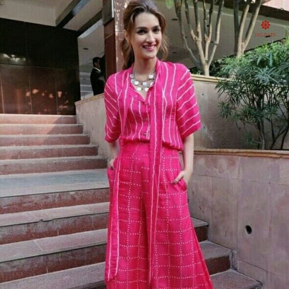 Hot Pink Geometric Print Casual Co-Ord Set - Picture 3 of 6